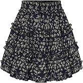 Scarlet Darkness Floral Mini Skirt for Women 2026 Ruffle Tiered Skorts Summer Flowy Skirts with Pockets