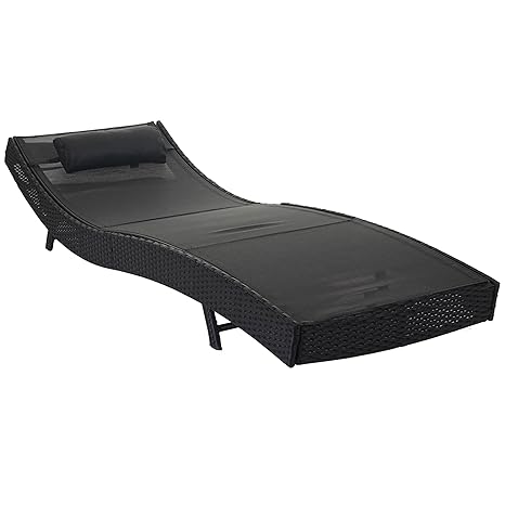 Mendler Sonnenliege Savannah, Relaxliege Gartenliege Liege, Poly-Rattan ~ anthrazit, Bezug schwarz