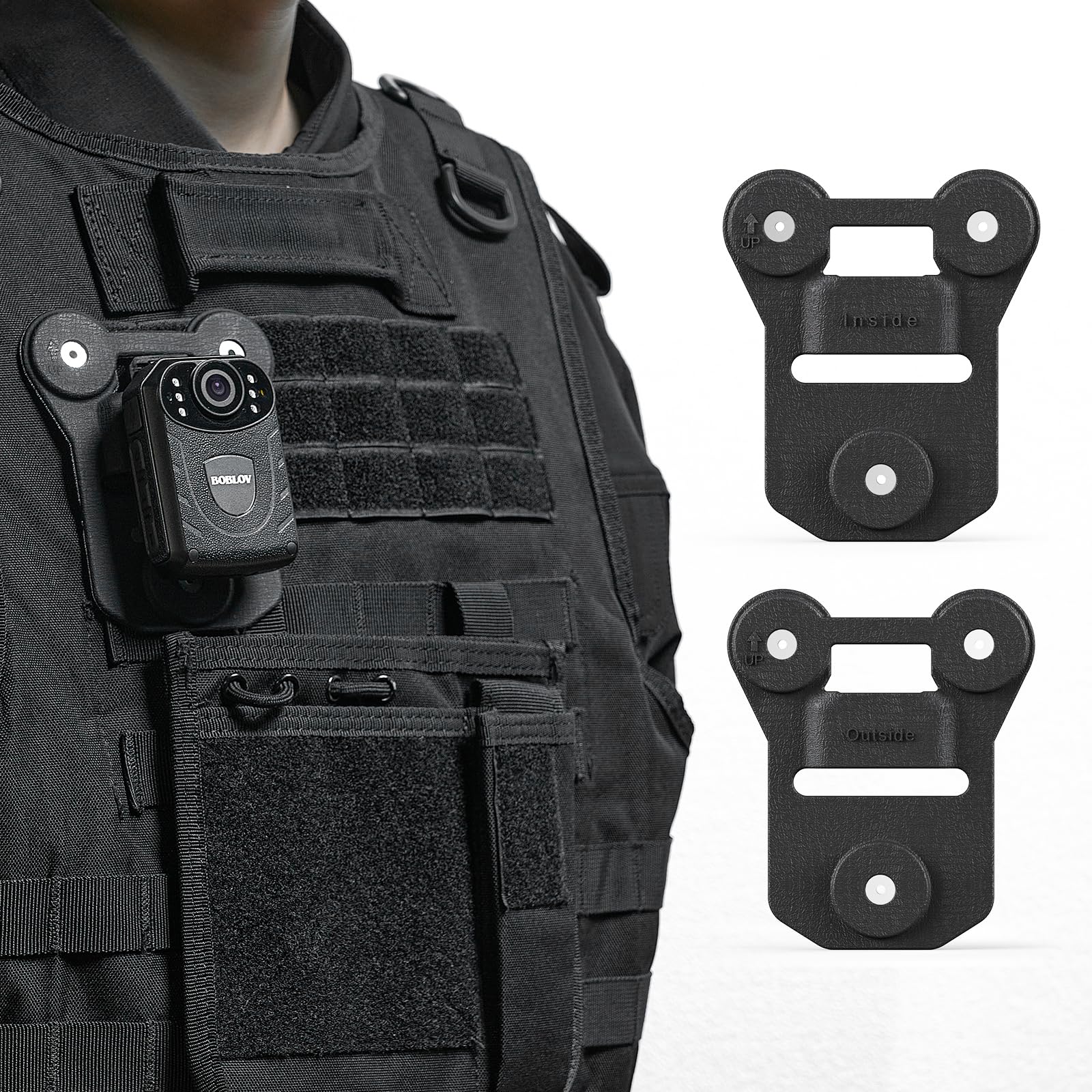 BOBLOV Body Camera Magnet Mount, 6pcs/8pcs Magnets Optional, Universal Magnetic Suction Back Clip, Make from Black Silica, Stick to Clothes for Universal All Brand Body Camera (12x10cm)