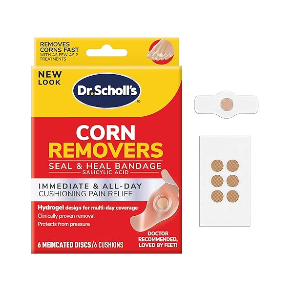 DR. SCHOLL’S CORN REMOVERS SEAL & HEAL BANDAGE WITH HYDROGEL TECHNOLOGY, 6 CT // REMOVES CORNS FAST AND PROVIDES CUSHIONING PROTECTION AGAINST SHOE PRESSURE AND FRICTION FOR ALL-DAY PAIN RELIEF
