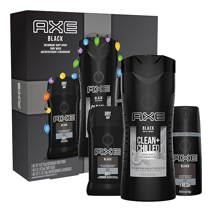AXE Black Holiday Gift Set With Body Spray, Antiperspirant & Deodorant Stick and