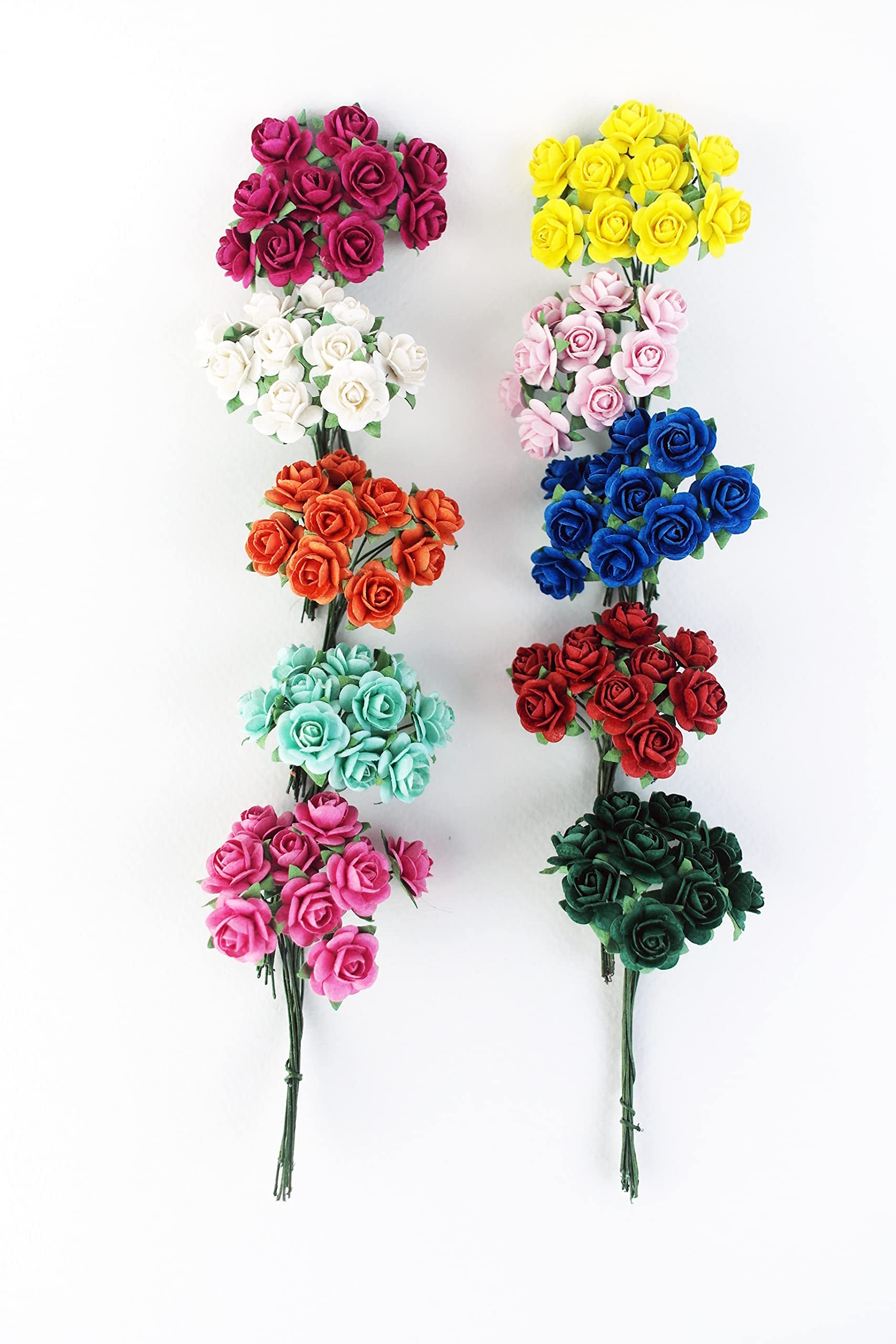 100 Mixed Color Artificial Mulberry Paper Rose Flower Wedding Scrapbook 1.3-1.5 cm DIY Craft Scrapbook Pink Scrapbooking Bouquet Craft Stem Handmade Rose Valentines Anniversary Embellishment