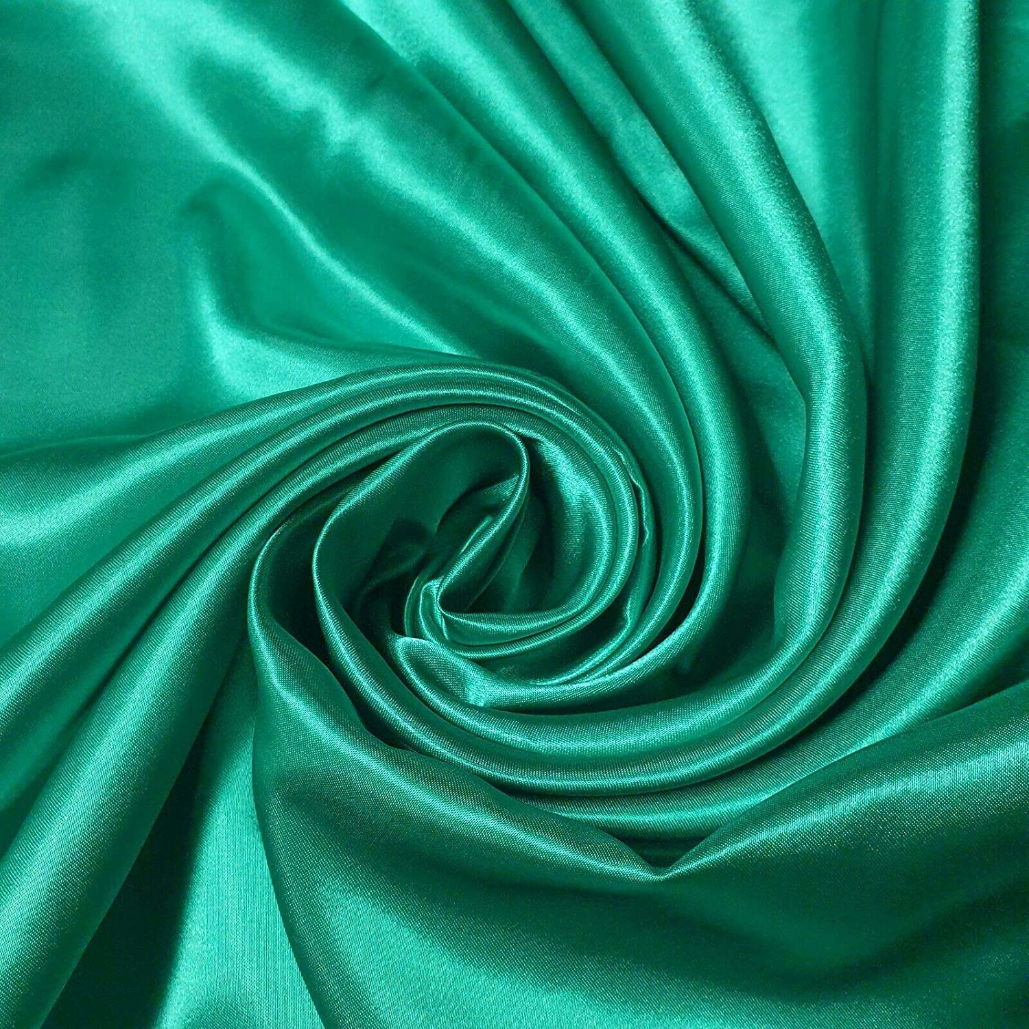 EP 100% Polyester/Poly Silk Silky Satin Fabric, Dressmaking, Wedding, Prom - Dress Craft Fabric Material 58" - 150 cm Wide Sold in Pre - Cut Lengths (2 Meter, Emerald Green)