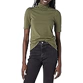 Amazon Essentials Women's Cotton Modal Draped Puff Sleeve Turtleneck