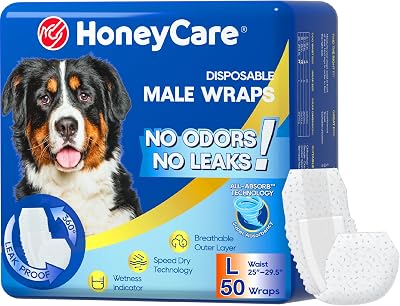 Honey Care All-Absorb A24 Male Dog Wrap Large 50 Count Blue White