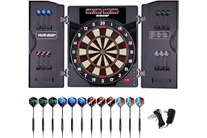 Electronic Dart Board LED Electric Digital Dart Boards for Adults with Cabinet with 12 Soft Tip Dartboard Set