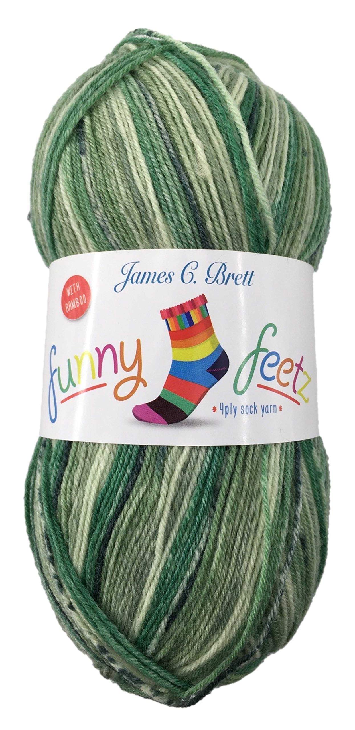 James C Brett Funny Feetz Sock Yarn 4Ply with Bamboo (FZB09)