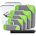 GATUSOO Extensible and Compression Packing Cubes, 8 PCS Travel Pouches Storage Mesh Bags, Space Savers Top Expert (Green-8PCS)