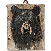SIUKUS Retro Bear Flannel Throw Blanket for Bedroom Camping Picnic,Vintage Forest Wildlife Portrait Decorative Blankets,Soft Lightweight Throws,Thoughtful Gifts for Men Animal Lovers,50x60 Inch