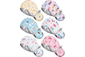 Floraltop 6 Pcs Satin Lined Scrub Caps Women Nurse Surgical Hat with Buttons Ponytail Working Adjustable Pouch Tie Back