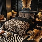 Erosebridal Leopard Print 7 Piece Bedding Set Queen Cheetah Decor Comforter Set with Sheets Geometric Modern Bed in A Bag African Safari Animal Bed Sets with 2 Pillowcases, 2 Pillow Covers Lightweight