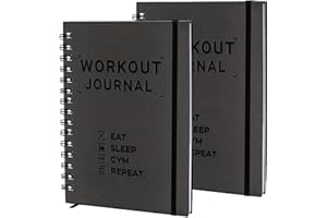CALUVAR Fitness Journal A5 Hardcover Workout Book - 2 Pack - Workout Planner for Daily Tracking and more - Workout Journal for Men - Fitness Journal for Women - Workout Log Book - Exercise Journal for Men -