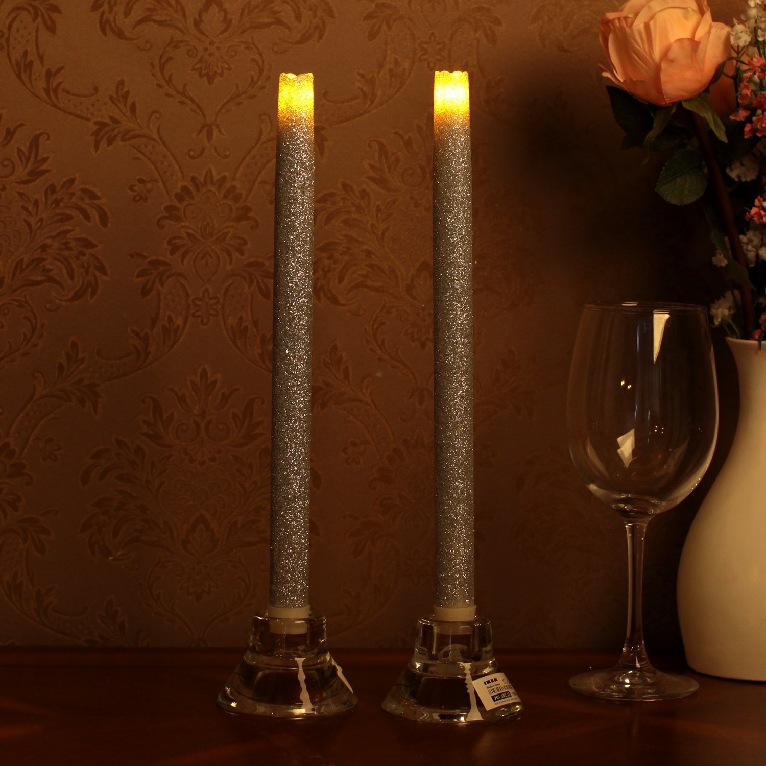simplux Melted LED Taper Candle with Timer (Set of 2), 12