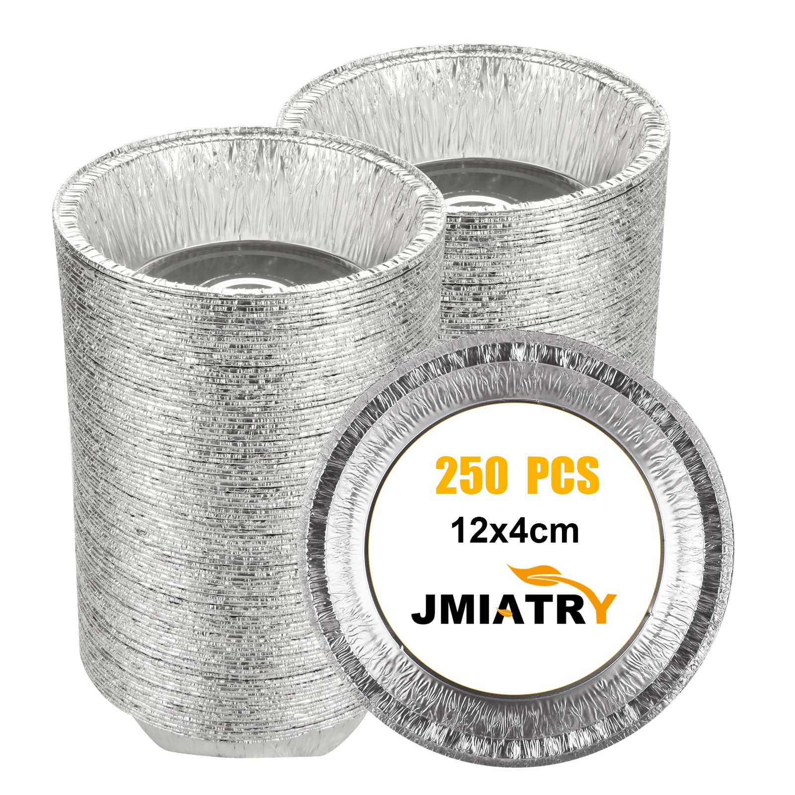 JMIATRY 250 Pcs Foil Pie Dishes, 5 Inch / 12cm Foil Pie Cases, Disposable Aluminum Round Baking Foils Trays for Small Cake, Jam Tarts and Cakes