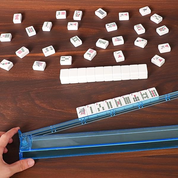 ZGME AMERICAN MAHJONG SET,166 PREMIUM WHITE TILES WITH SOFT BAG AND ACCESSORIES,4 ALL-IN-ONE MAHJONG RACKS WITH PUSHERS,COMPLETE WESTERN MAH JONGG,MAH-JONGG,MA JONG SET