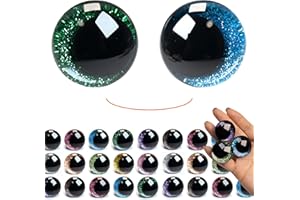 SEVENSUN 30mm Sparkling Off-Centered Glitter Safety Eyes, 64 pcs 10 Colors 3D Moon Glitter Eyes with Washers, Doll Making Stuffed Craft Crochet Safety Eyes for Crocheting Amigurumi