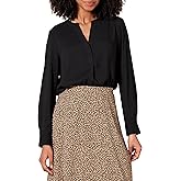 Amazon Essentials Women's Georgette Long Sleeve Relaxed-Fit Popover Blouse