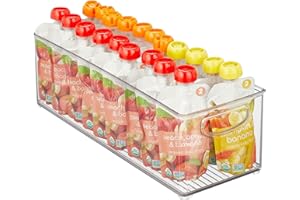 INTERDESIGN iDesign Plastic Stackable Pantry Bin with Handles for Cabinets or Fridge, Clear, Made in USA
