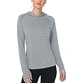 Roadbox Women's Sun Protection Hoodie UPF 50+ Long Sleeve Hiking Fishing Hooded Shirt, UV Rash Guard for Women Light Gray