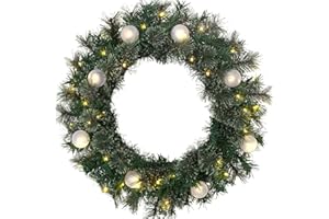 HSTEY Pre-Lit Artificial Christmas Fall Wreath with Dual LED for Welcome Sign Fireplace Wall Window Front Door Indoor Outdoor Wedding 24"