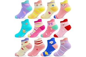 ELUTONG Toddler Socks with Grips Anti Slip Ankle Socks 12 Pairs for 1-7 Years Boys Girls Kids Infant Baby