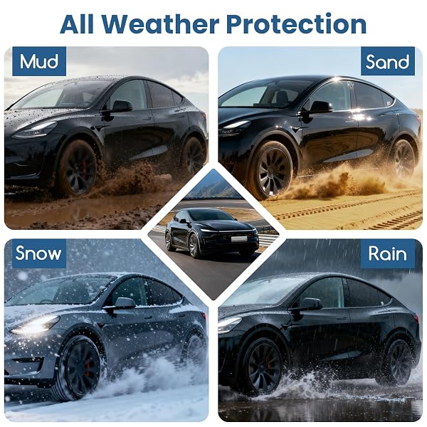 2025 NEW TESLA MODEL Y JUNIPER MUD FLAPS, 4 PCS UPGRADED ALL WEATHER MUD GUARD, NO TAPE, NO DRILLING TIRE PROTECTOR PAINT MUDFLAPS, TESLA EXTERIOR ACCESSORIES COMPATIBLE WITH REFRESH MODEL Y 2025-2026
