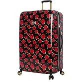 Betsey Johnson 30 Inch Checked Luggage Collection - Expandable Scratch Resistant (ABS + PC) Hardside Suitcase - Designer Lightweight Bag with 8-Rolling Spinner Wheels