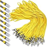 Hoolerry 300 Pcs Lanyards Clips Bulk for ID Name Badge Holder Lanyards Flat with Swivel Hook for Office School(Yellow)