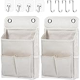 Someteth Hanging Basket for Organizing, Wall Organizer with Pockets and Over The Door Organizer,Can for Home, Closet, Office and Camper (2 White)