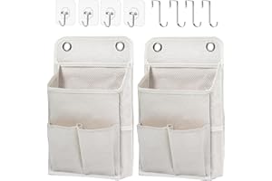 Someteth Hanging Basket for Organizing, Wall Organizer with Pockets and Over The Door Organizer，Can for Home, Closet, Office and Camper (2 White)