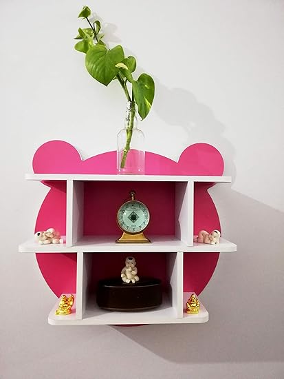 Invenzo Mickey Mouse Pink Colour Wall Decor Book Shelf Wall