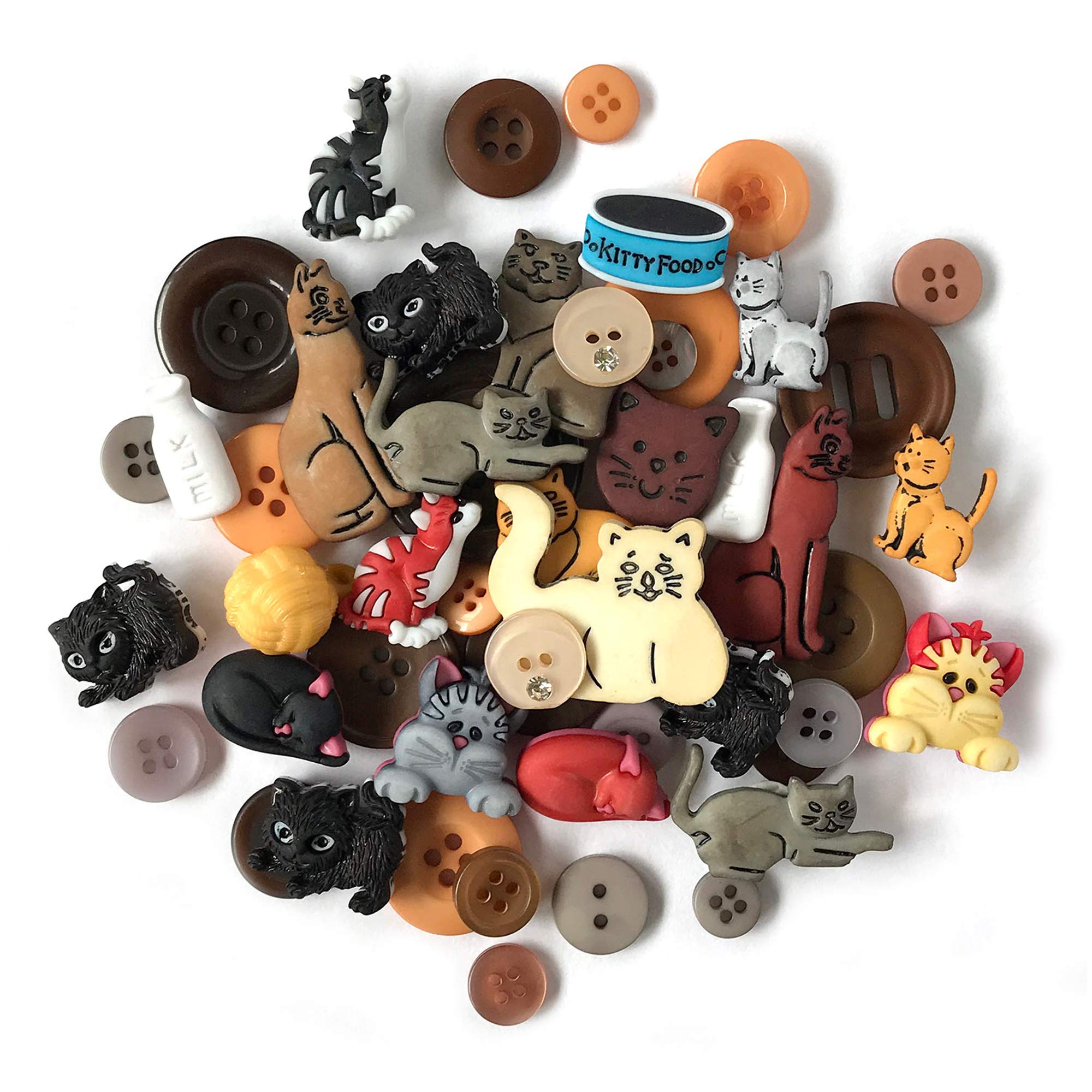 Buttons Galore Cats, Multi-Colour, 0.6