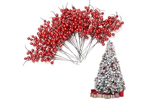 30 Pack Red Berries, 10.2 Inch Artificial Red Berry Stems Red Artificial Berry Branches for Christmas Tree Decorations, Craft