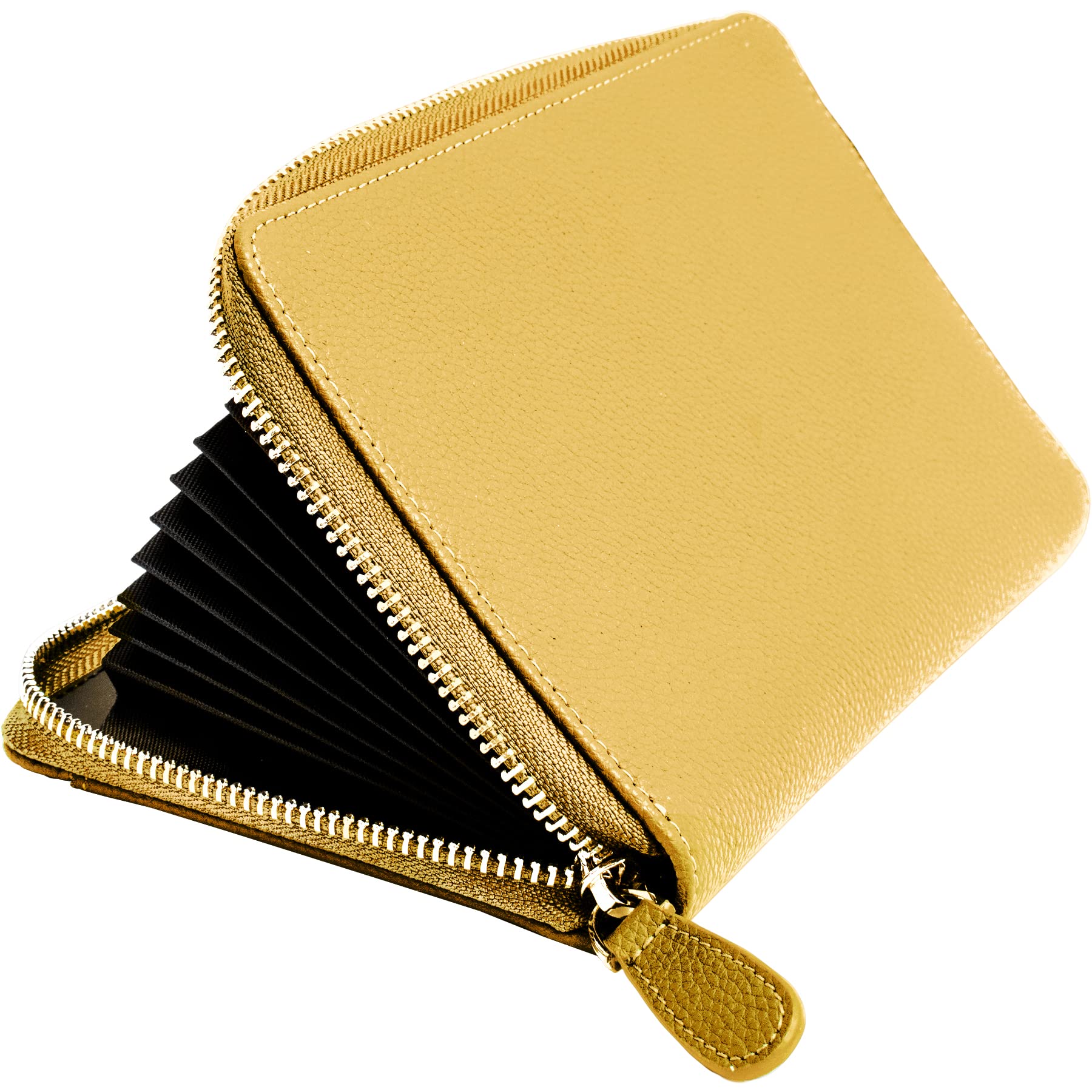 [HIGH FIVE] 通帳ケース 大容量 スキミング防止 牛革 RFID じゃばら 多ポケット カード パスポート 母子手帳 お薬手帳 ゴールド商品画像