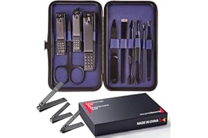 KAQISIMILA 10 Piece Nail Kit, Manicure Kit, Nail Care Kit For Women, Manicure Pedicure Set, Nail Clippers Toenail Clippers Kit, Professional Manicure Kit Pedicure Kit, with Luxurious Travel Case - Deep Blue