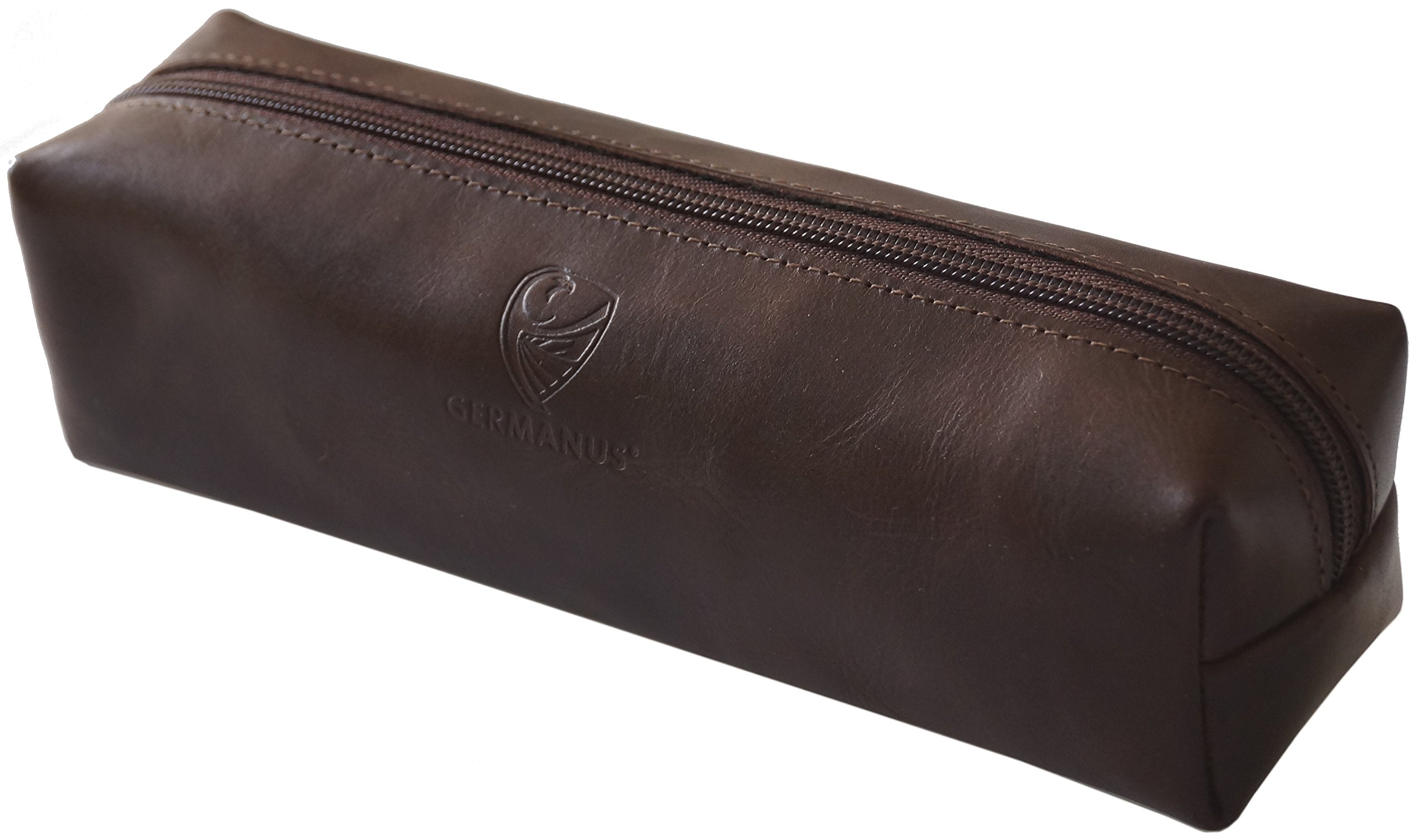 GERMANUS Leather Pencil Case Made in EU (Darkbrown)