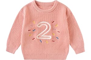 Kids4ever Toddler Baby Girl First Birthday Knit Sweater Cute Letter Embroidery Pullover for Infant Winter Fall for 6M-4Y