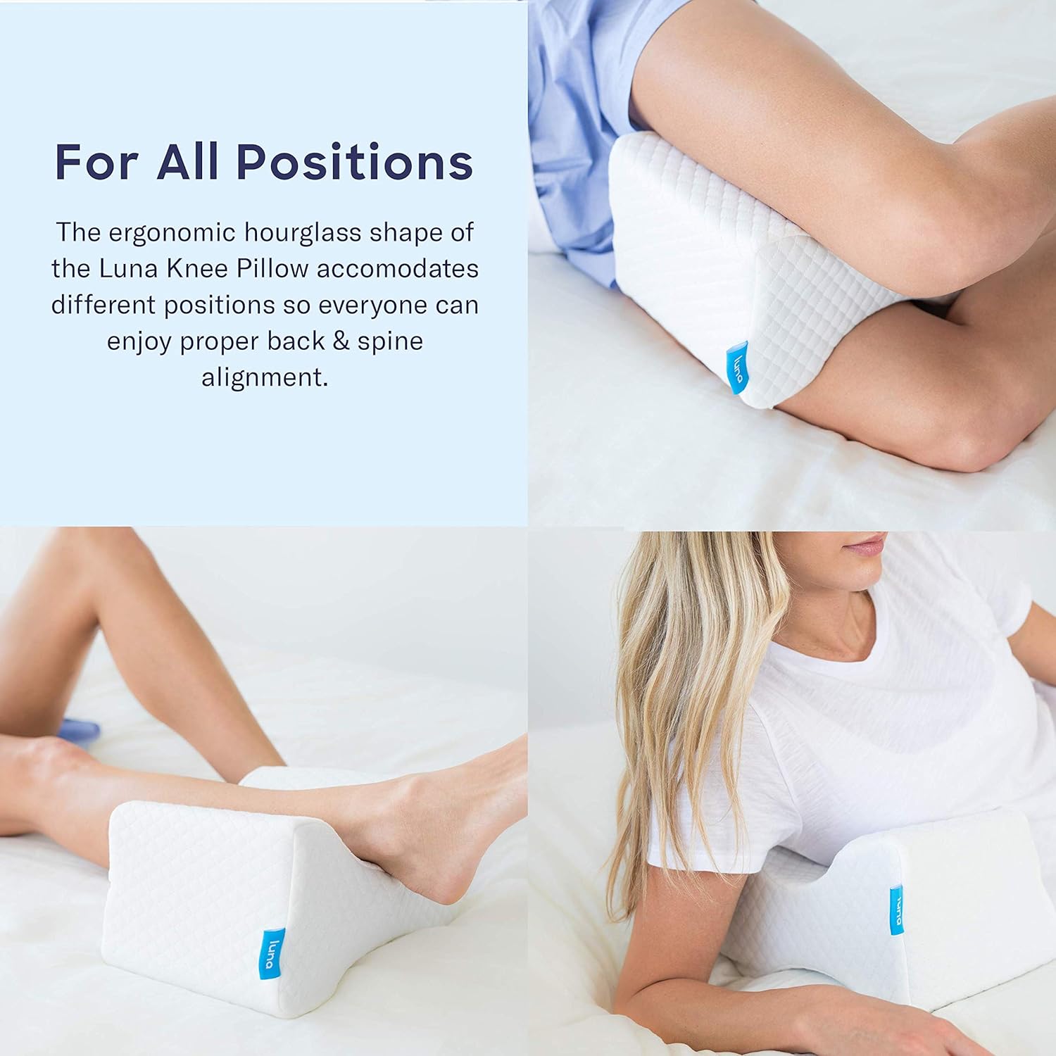 Luna Orthopedic Knee Pillow for Sciatica Relief, Back Pain, Leg Pain, Pregnancy, Hip and Joint Pain | Memory Foam Wedge Contour for Side, Back & Side Sleepers | CertiPUR-US Certified & Designed in USA: Home & Kitchen
