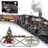 Electric Train Sets for Kids Metal Alloy Christmas Train Toys Steam Locomotive, Glowing Passenger Carriages, Luxury Tracks, L