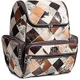 Edgestyle Luxury Cowhide Leather Backpack for Women & Men – Genuine Hairon Cowhide Western Diaper Bag, Stylish Work & Travel Laptop Backpack with 14” Padded Sleeve, Spacious Interior & Durable Zippers