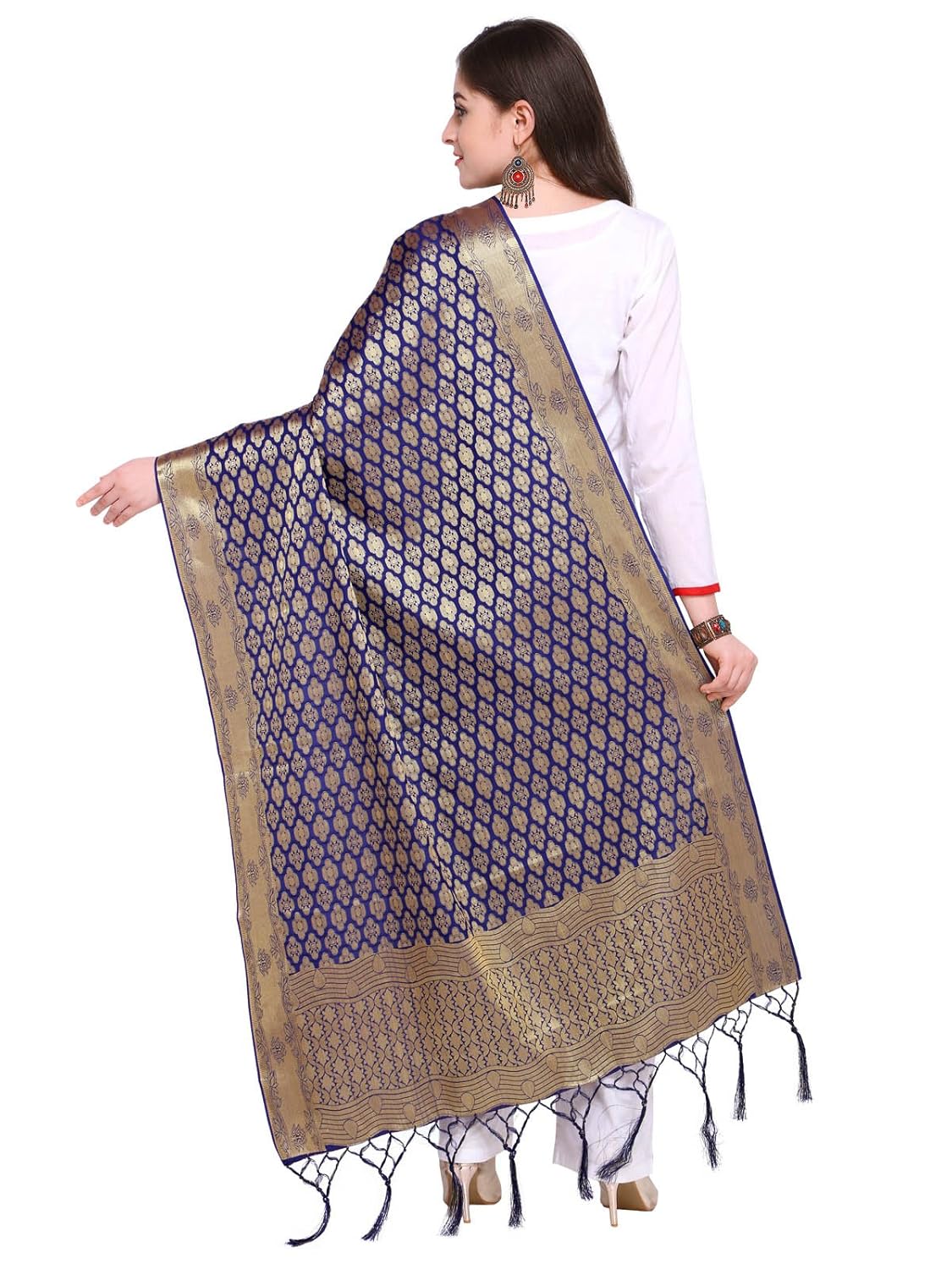 kanchnar women's poly silk woven banarasi dupatta