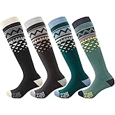 OutdoorMaster Ski Socks, Snowboarding Socks for Men & Women, Thermal Winter Warm & Breathable, Over The Calf Non-Slip Cuff