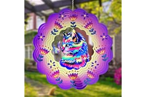 GOTOME Cat Wind Spinners Metal Gifts for Cat Lovers Women Mom Grandma,12inch Hanging Wind Chime for Outdoor&Indoor Decor for Yard Garden Ornament