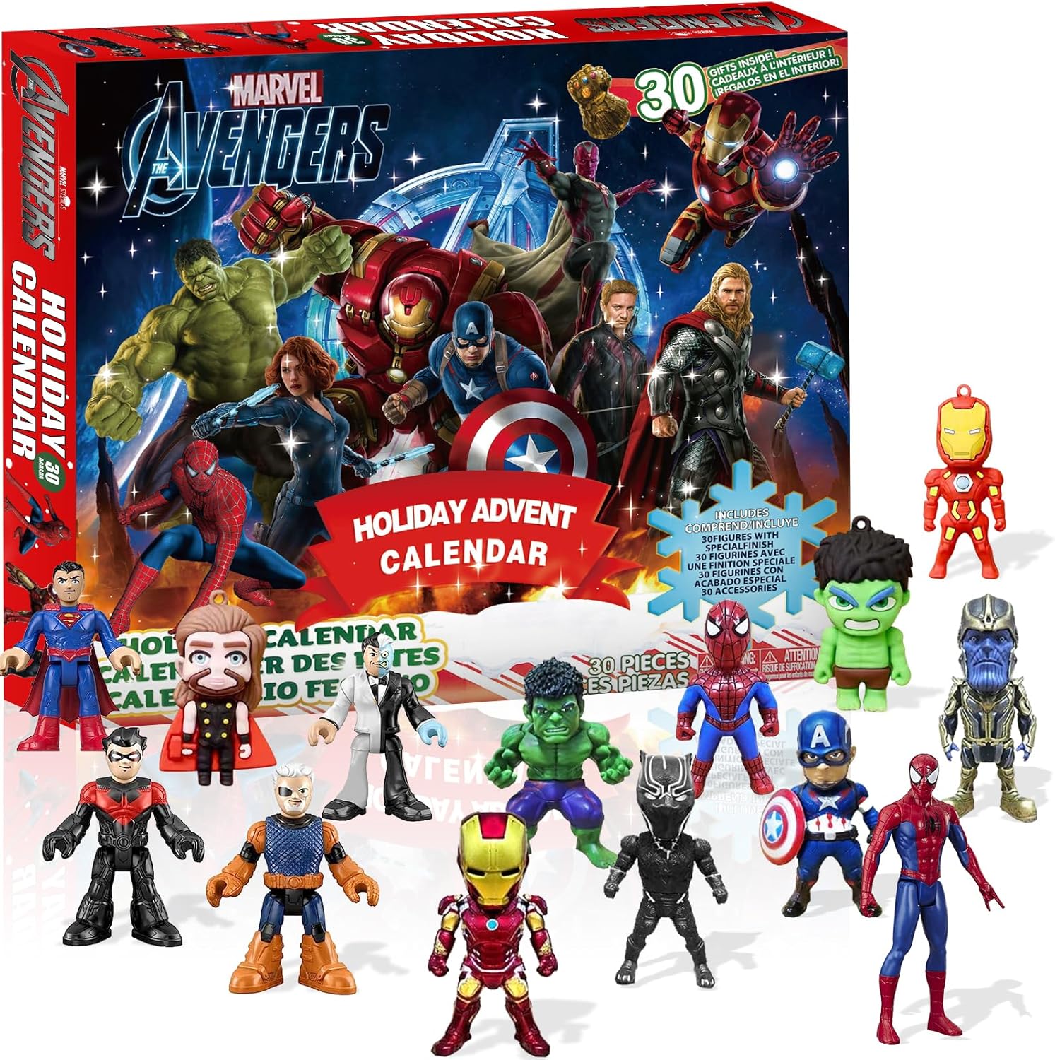 Advent Calendars - Kids Holiday Advent Calendar 2023, 30 Surprise Holiday Gifts with Super Hero Toys, Countdown to New Year and Christmas, Mar-vel Christmas Gifts for Kids, Kids Toys for 3 4 5 6 7 8 Year Old Boys Girls
