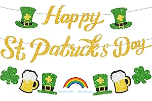 IPARTYCOOL 20pcs St Patricks Day Banner, Glitter St Patrick's Day Decorations, Spring St Patrick's Day Garland, St Patricks Decor, St Patricks Day Accessories,Shamrock Decorations,St Patricks Day Party Supplies
