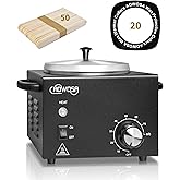 Professional Waxing Kit Wax Warmer Single Pot Wax Heater Machine for Hair Removal, Large Waxing Pot with Non-Stick Easy Clean Pot, 50 Sticks & 20 Collar, for Spa Salon Beauty Esthetician Home (Black)
