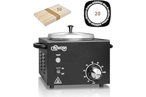 AOWOSA Professional Waxing Kit Wax Warmer Single Pot Wax Heater Machine for Hair Removal, Large Waxing Pot with Non-Stick Easy Clean Pot, 50 Sticks & 20 Collar, for Spa Salon Beauty Esthetician Home (Black)
