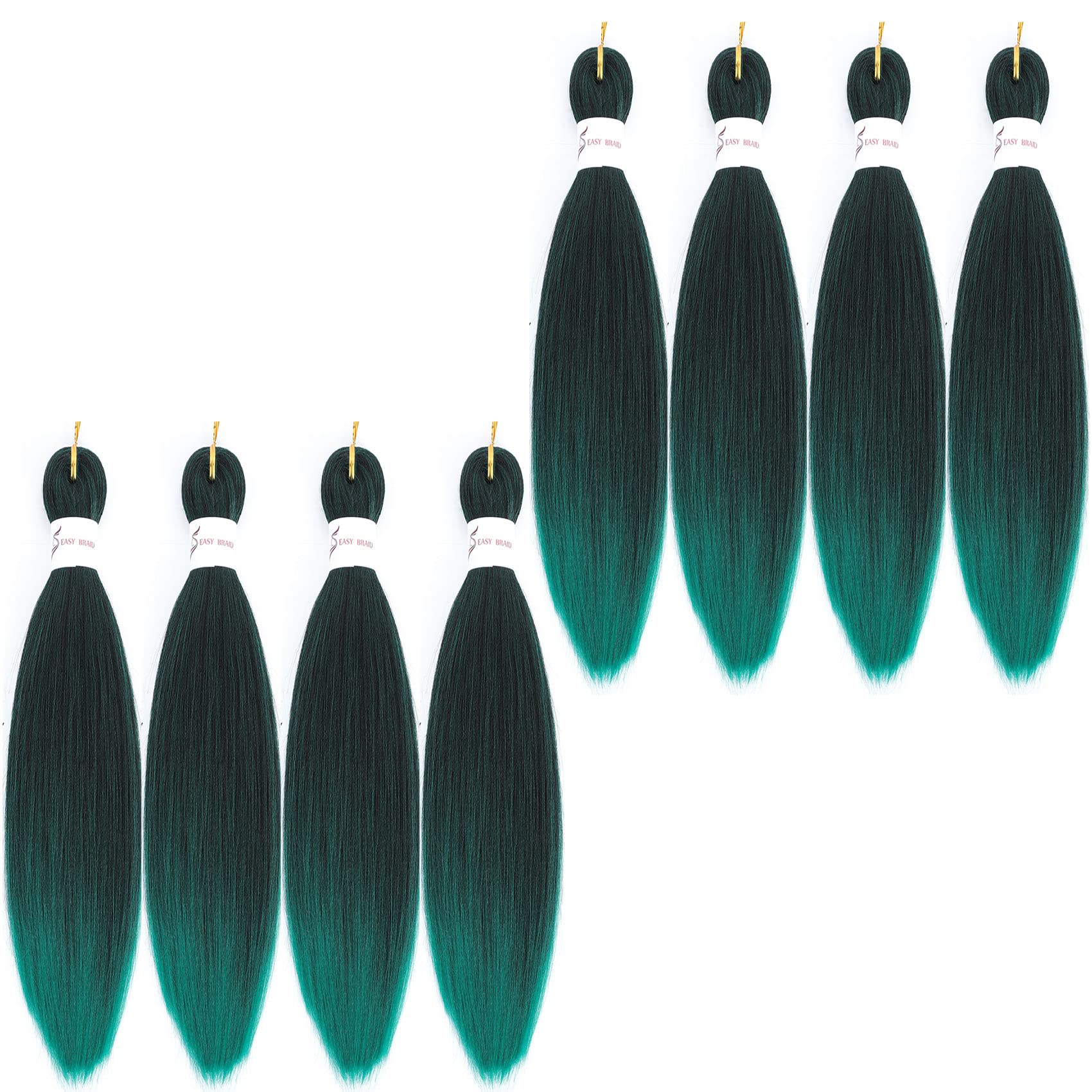 Photo 1 of Callia Pre Stretched Braiding Hair 14 Inch 8 Packs Ombre Professional Prestretched Synthetic Braiding Hair Itch Free Yaki Synthetic Hair Extension for Crochet Twist (14 Inch (Pack of 8), 1B/GREEN)