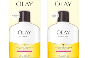 Olay Face Moisturizer, Complete with Sunscreen SPF 15, Daily Facial Lotion for Normal Skin, Lightweight Hydrating Broad Spectrum Sun Protection - Vitamin C, E, and Niacinamide - 6 Oz 2 Pack