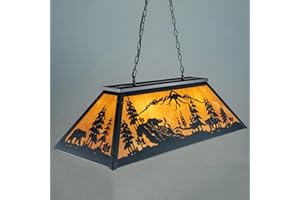 TOCHIC Tiffany Pool Table Light Vintage Billiard Lights Over Pool Table, Rustic Bear Fishing Pool Table Light Fixtures Farmhouse Kitchen Island Lighting for Game Room Man Cave Dining Room Cabin